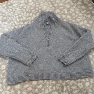 Athleta Wool/Cashmere Cropped 1/4 Zip
